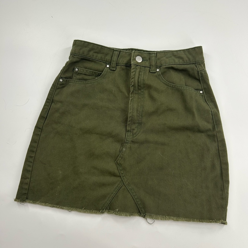 Boohoo Green Denim Mini Skirt Size Us 4 Army